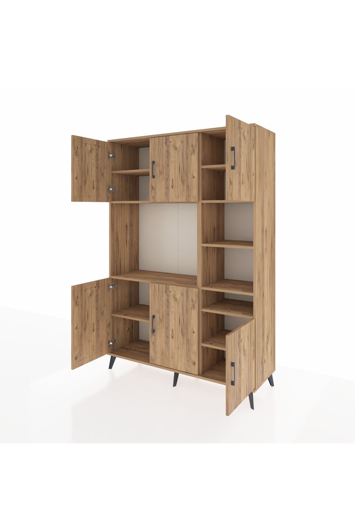 Hyperion Dolap 10 Raflı 6 Kapaklı 132x44x195 Çam-Çam/Çam