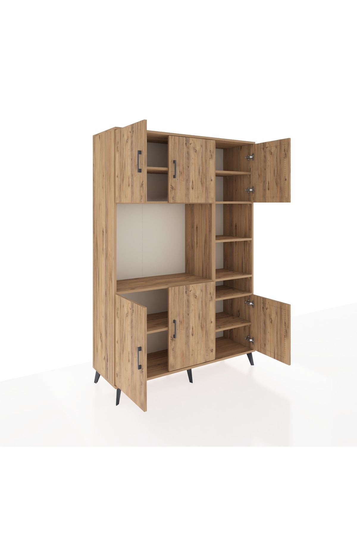 Hyperion Dolap 10 Raflı 6 Kapaklı 132x44x195 Çam-Çam/Çam