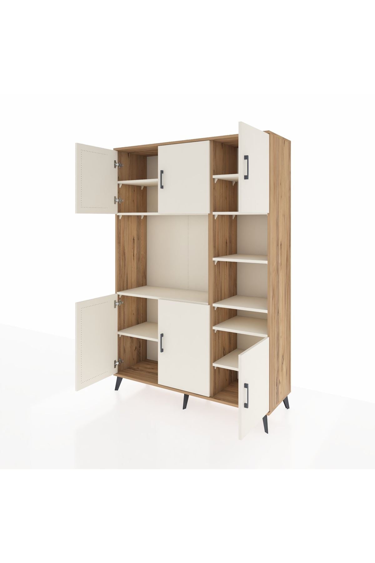 Hyperion Dolap 10 Raflı 6 Kapaklı 132x44x195 Çam-Aytaşı/Aytaşı