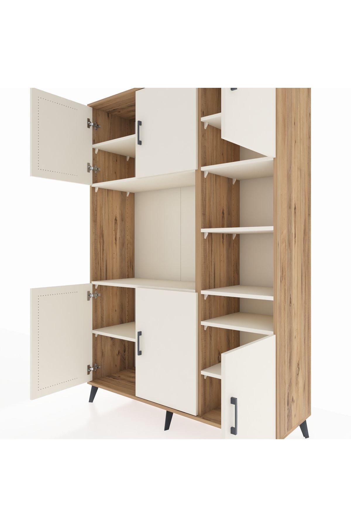 Hyperion Dolap 10 Raflı 6 Kapaklı 132x44x195 Çam-Aytaşı/Aytaşı