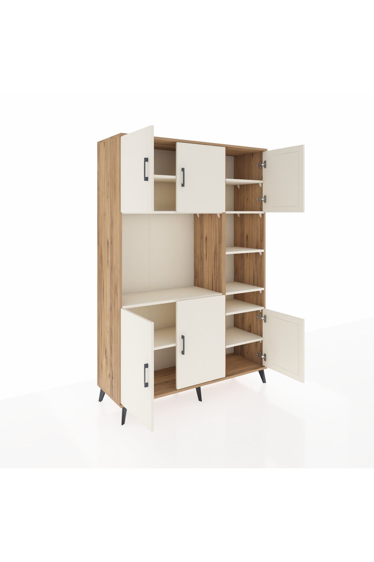 Hyperion Dolap 10 Raflı 6 Kapaklı 132x44x195 Çam-Aytaşı/Aytaşı