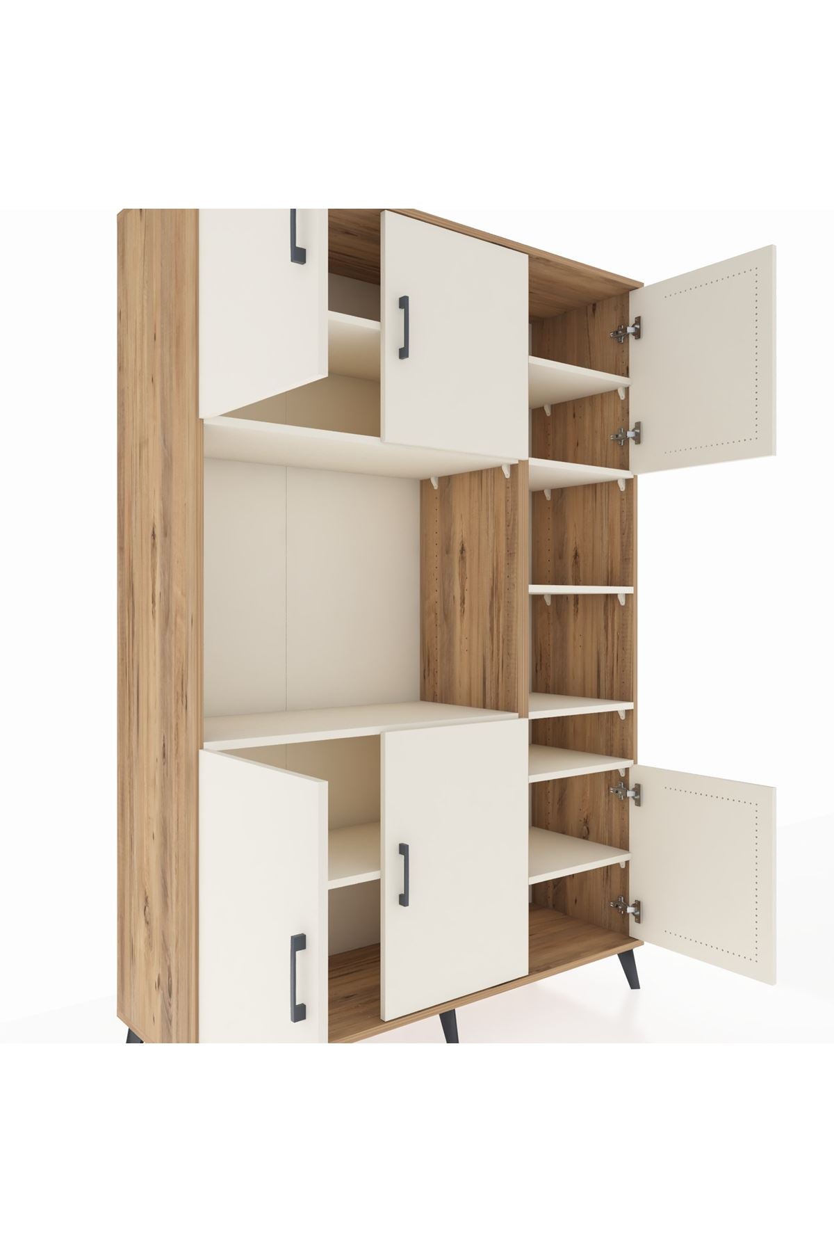 Hyperion Dolap 10 Raflı 6 Kapaklı 132x44x195 Çam-Aytaşı/Aytaşı