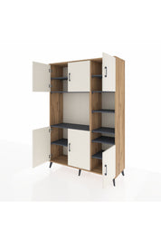 Hyperion Dolap 10 Raflı 6 Kapaklı 132x44x195 Çam-Aytaşı/Antrasit