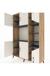 Hyperion Dolap 10 Raflı 6 Kapaklı 132x44x195 Çam-Aytaşı/Antrasit