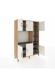 Hyperion Dolap 10 Raflı 6 Kapaklı 132x44x195 Çam-Aytaşı/Antrasit