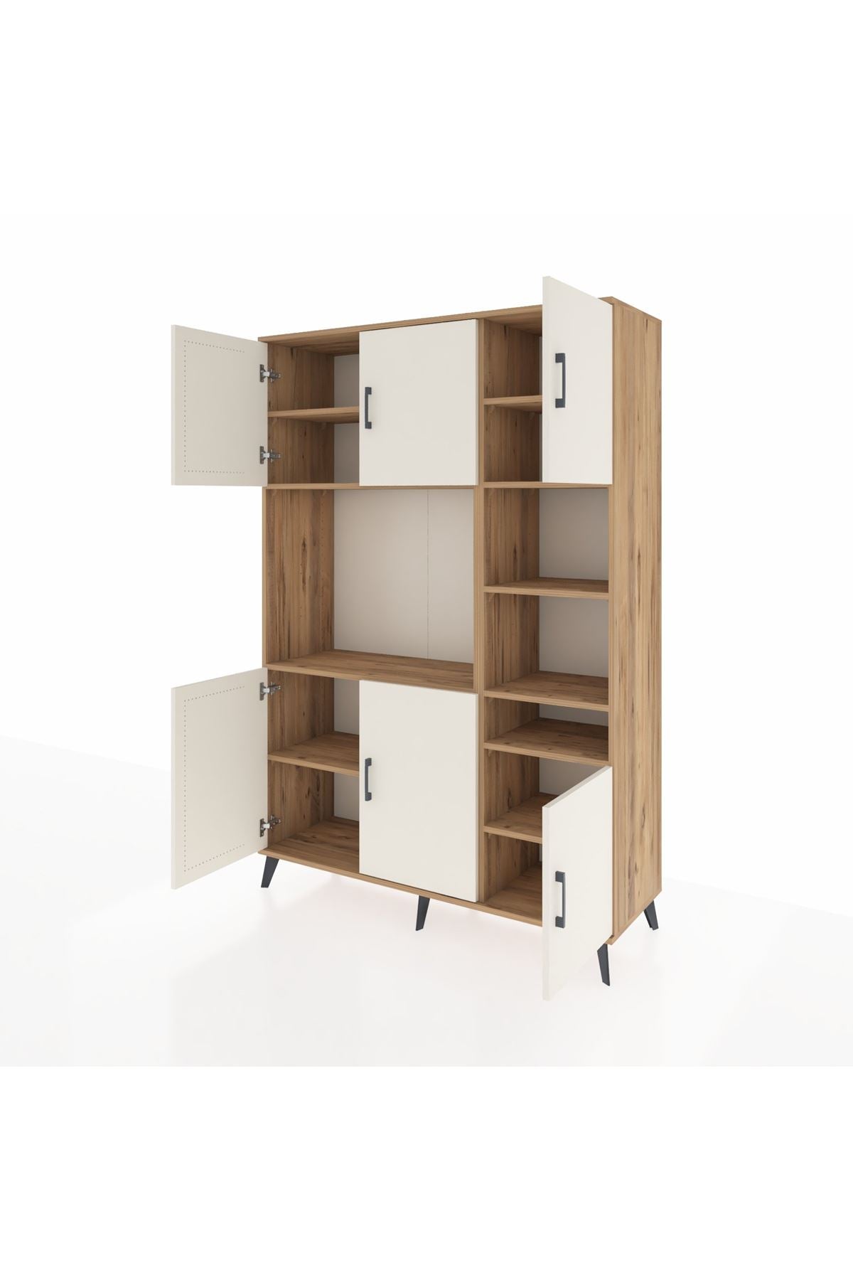 Hyperion Dolap 10 Raflı 6 Kapaklı 132x44x195 Çam-Aytaşı/Çam