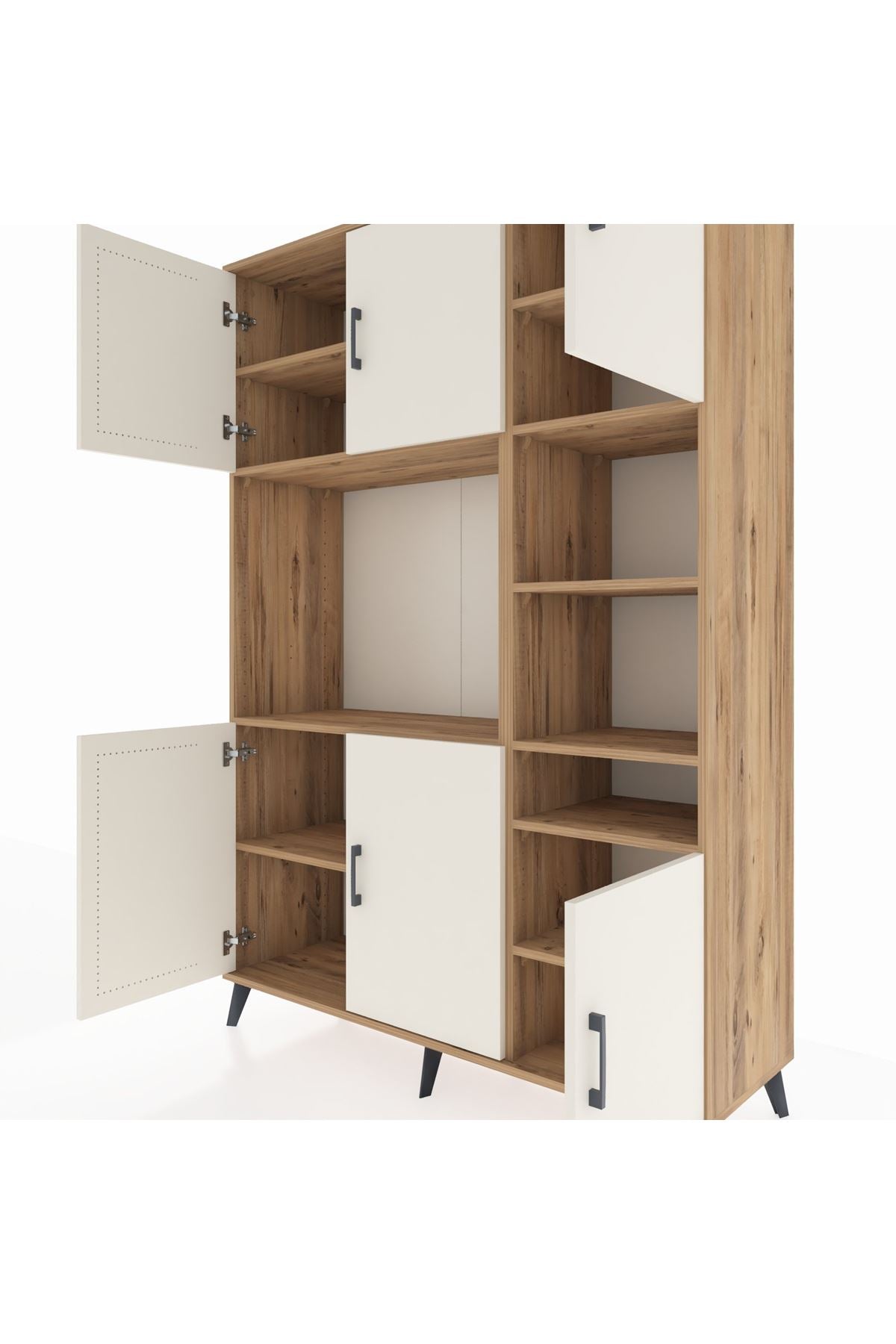 Hyperion Dolap 10 Raflı 6 Kapaklı 132x44x195 Çam-Aytaşı/Çam