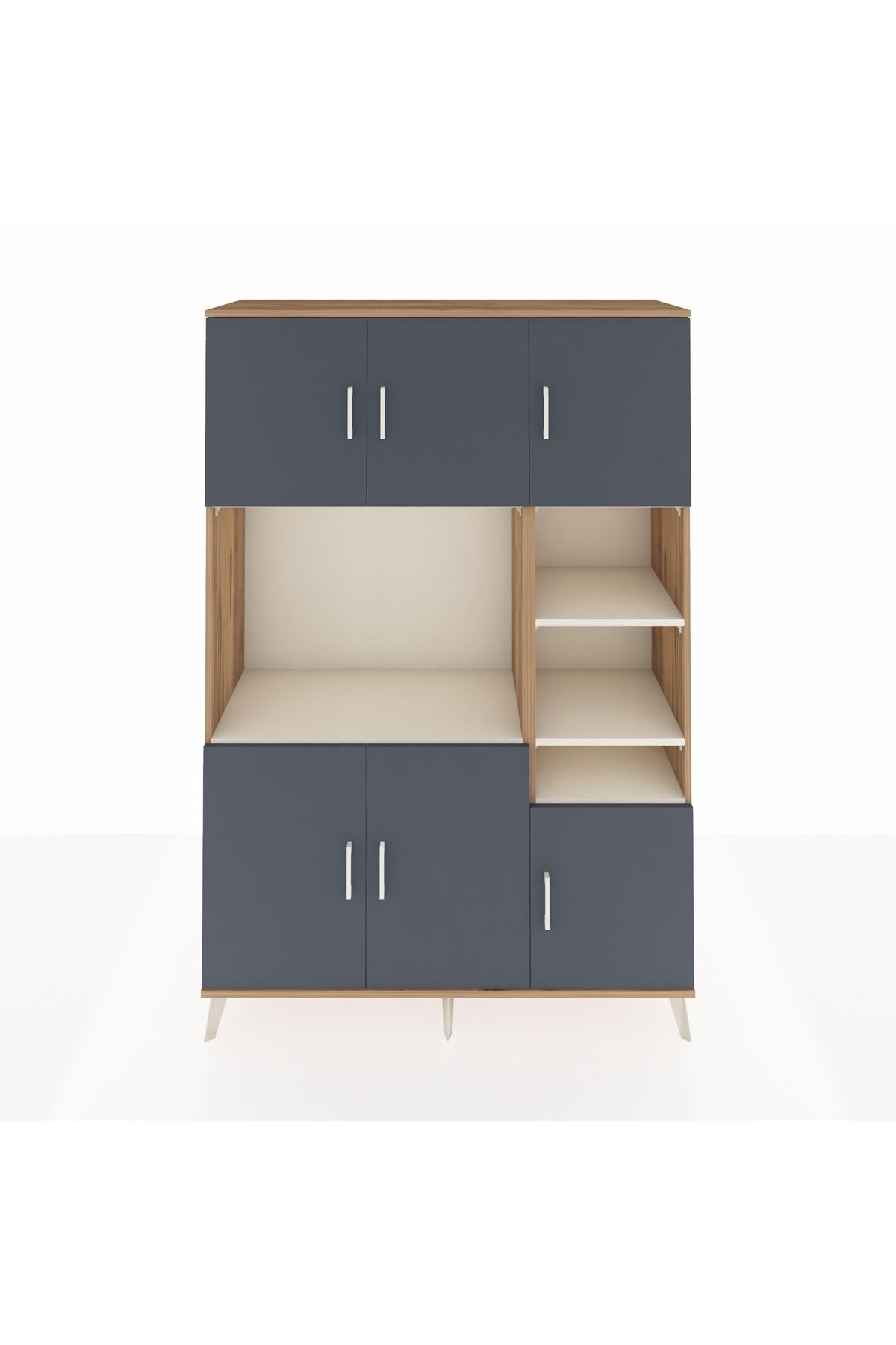 Hyperion Dolap 10 Raflı 6 Kapaklı 132x44x195 Çam-Antrasit/Aytaşı