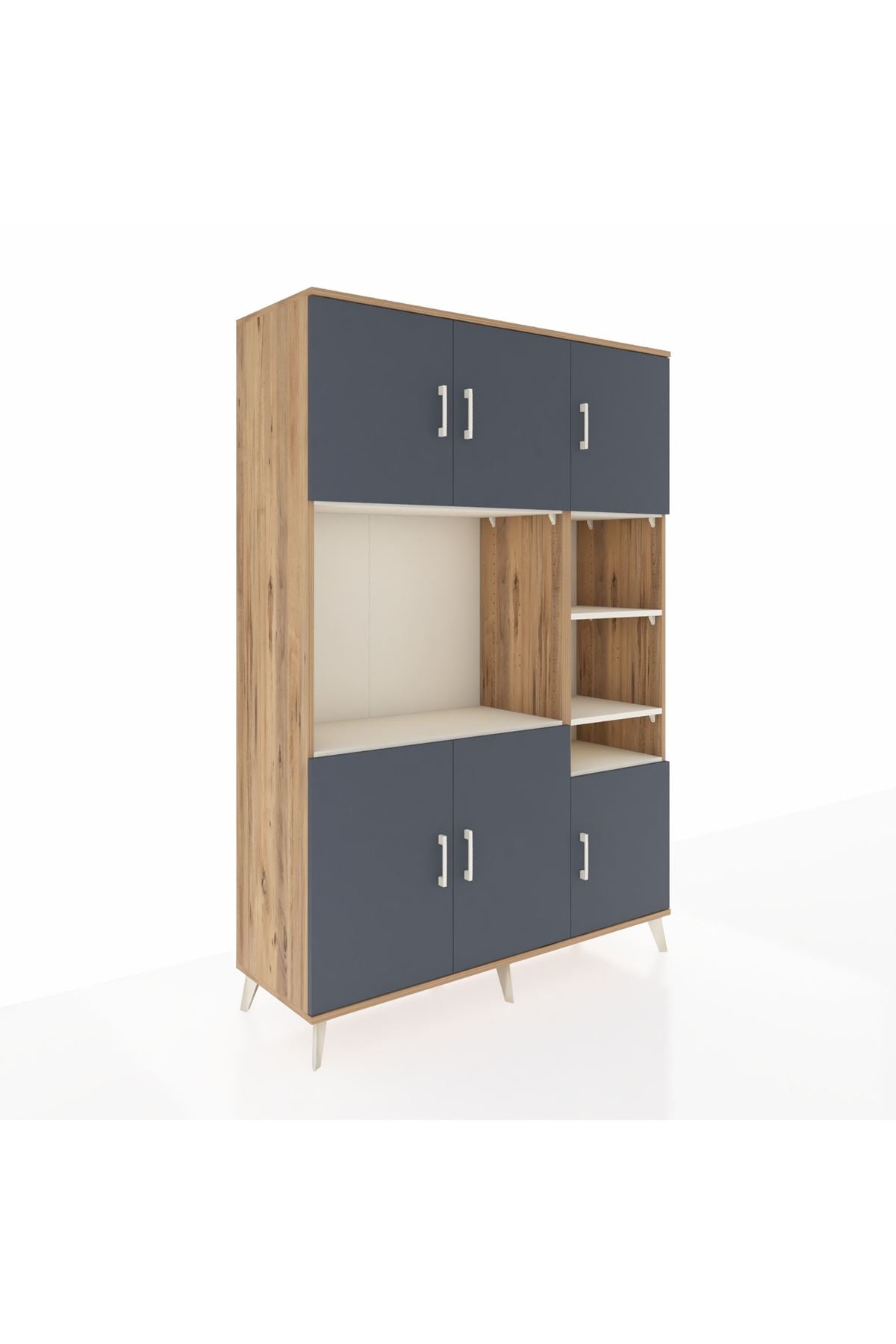 Hyperion Dolap 10 Raflı 6 Kapaklı 132x44x195 Çam-Antrasit/Aytaşı