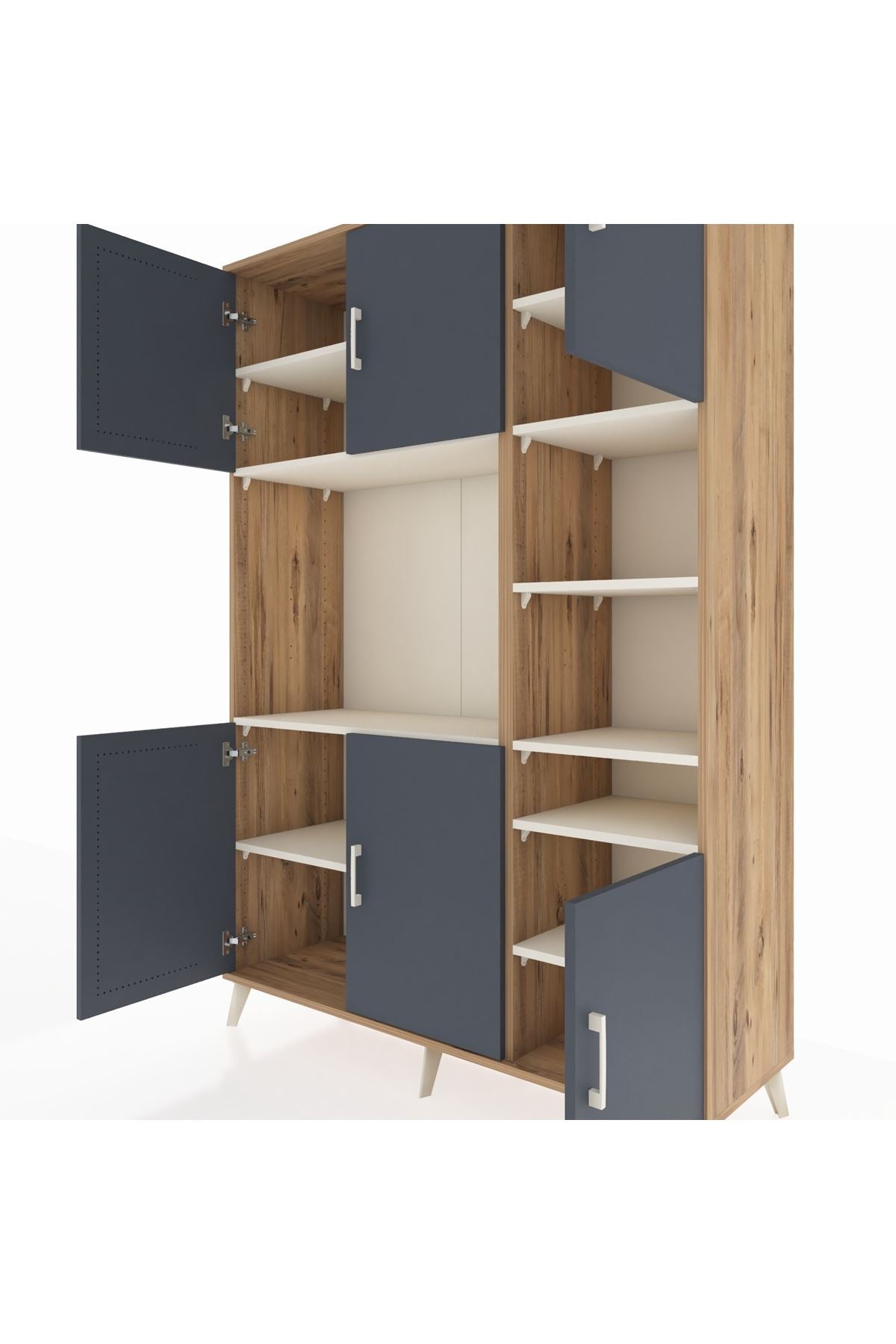 Hyperion Dolap 10 Raflı 6 Kapaklı 132x44x195 Çam-Antrasit/Aytaşı