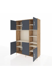 Hyperion Dolap 10 Raflı 6 Kapaklı 132x44x195 Çam-Antrasit/Aytaşı