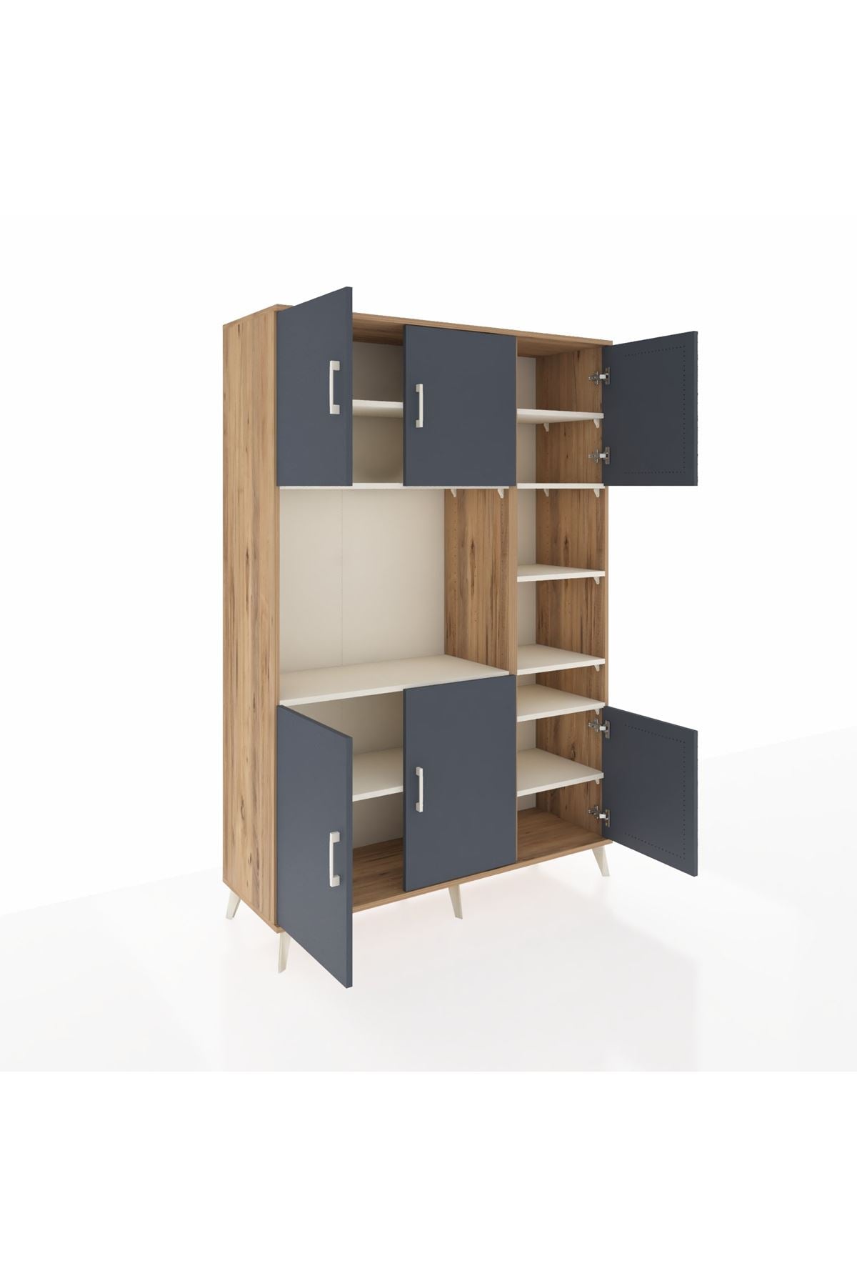 Hyperion Dolap 10 Raflı 6 Kapaklı 132x44x195 Çam-Antrasit/Aytaşı