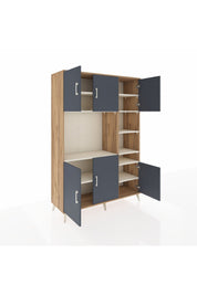 Hyperion Dolap 10 Raflı 6 Kapaklı 132x44x195 Çam-Antrasit/Aytaşı