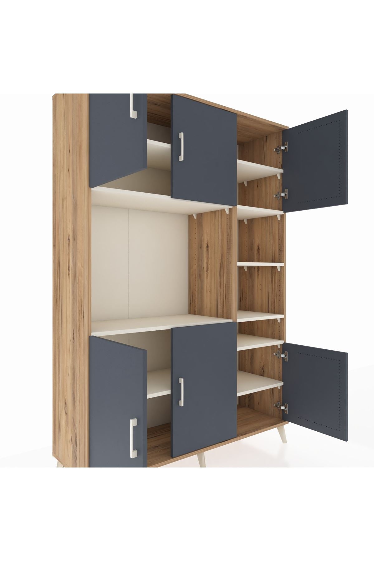 Hyperion Dolap 10 Raflı 6 Kapaklı 132x44x195 Çam-Antrasit/Aytaşı