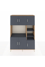 Hyperion Dolap 10 Raflı 6 Kapaklı 132x44x195 Çam-Antrasit/Antrasit