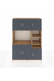 Hyperion Dolap 10 Raflı 6 Kapaklı 132x44x195 Çam-Antrasit/Çam