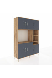 Hyperion Dolap 10 Raflı 6 Kapaklı 132x44x195 Çam-Antrasit/Çam