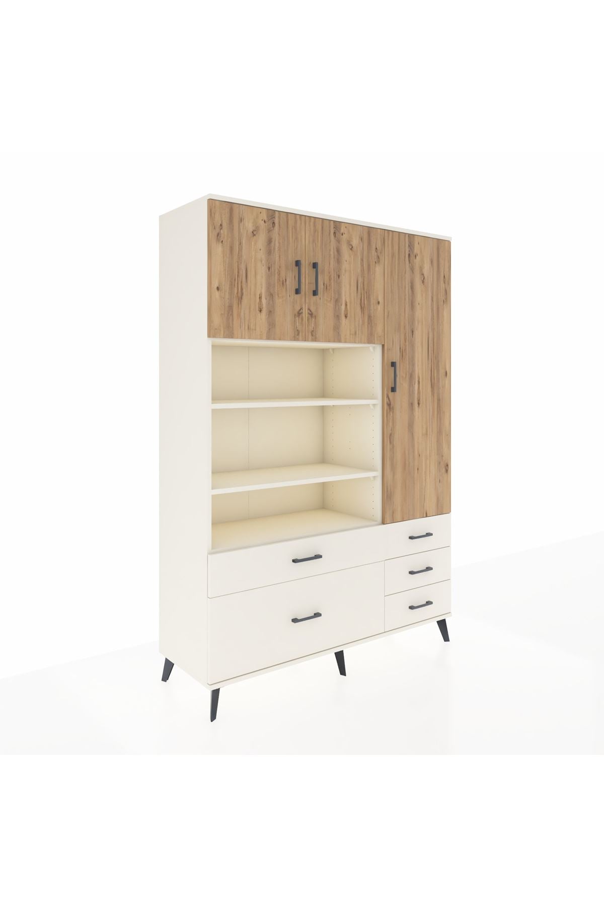 Hyperion Dolap 9 Raflı 5 Çekmeceli 3 Kapaklı 132x44x195 Aytaşı-Çam/Aytaşı