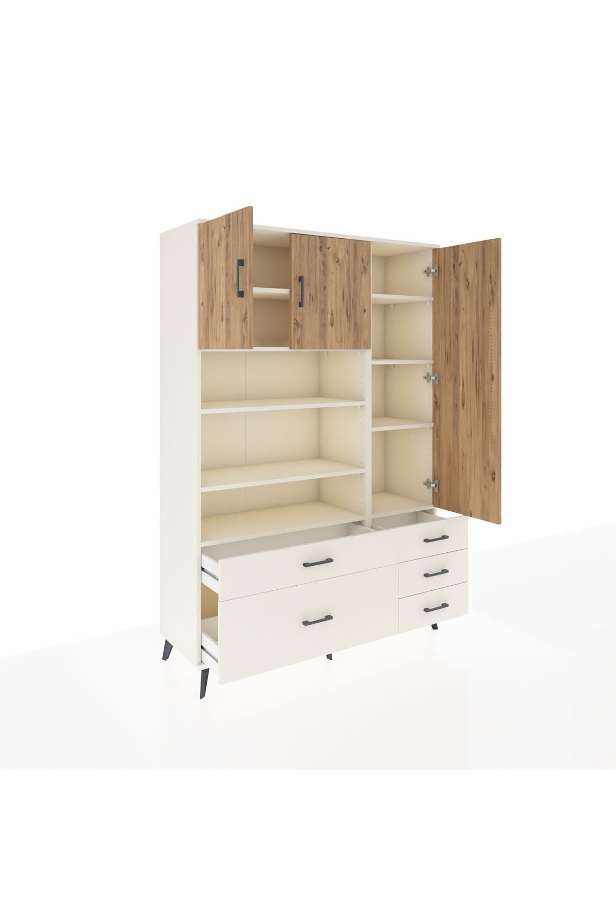 Hyperion Dolap 9 Raflı 5 Çekmeceli 3 Kapaklı 132x44x195 Aytaşı-Çam/Aytaşı