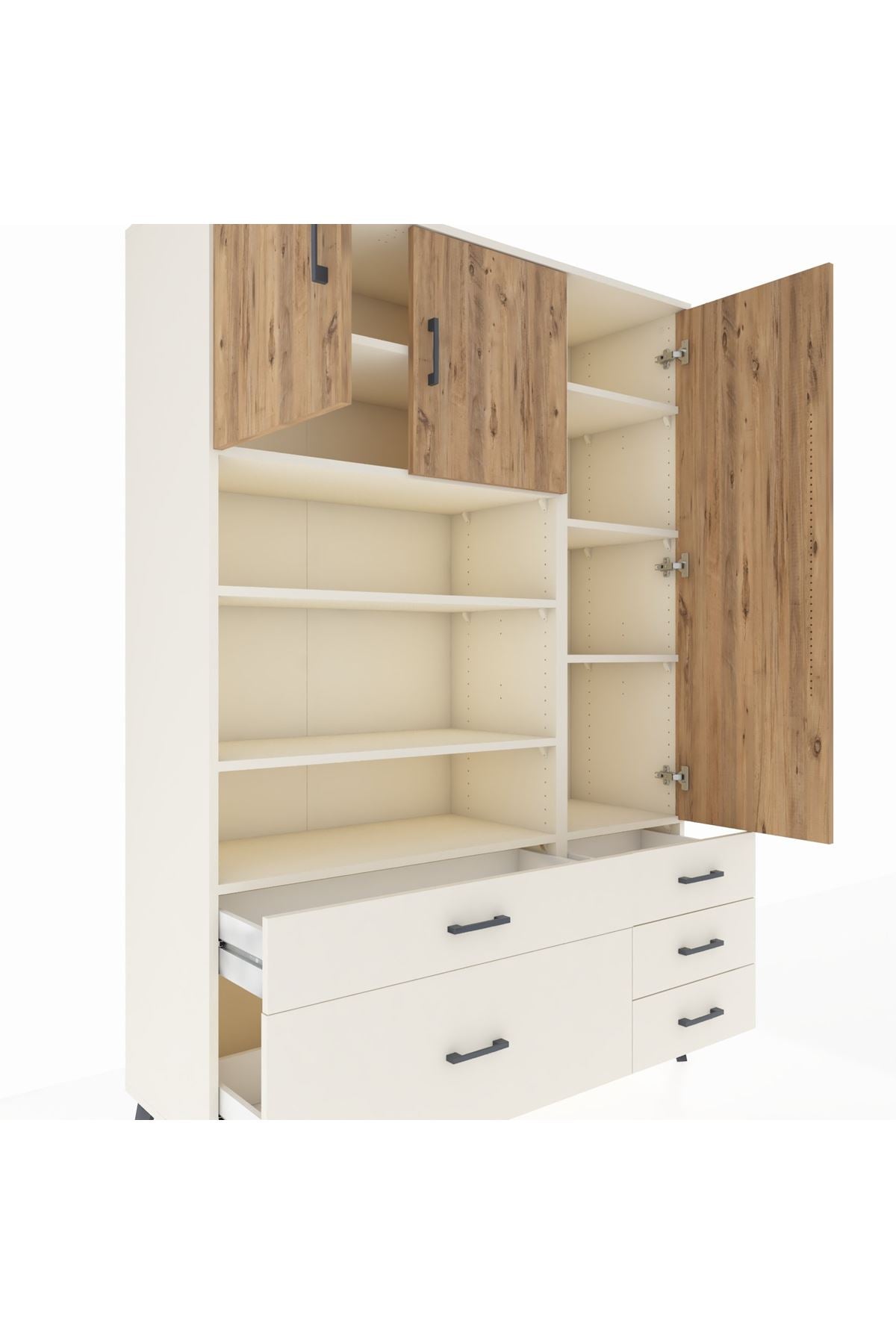 Hyperion Dolap 9 Raflı 5 Çekmeceli 3 Kapaklı 132x44x195 Aytaşı-Çam/Aytaşı