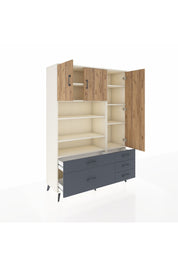 Hyperion Dolap 9 Raflı 5 Çekmeceli 3 Kapaklı 132x44x195 Aytaşı-Çam/Antrasit