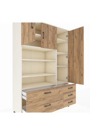 Hyperion Dolap 9 Raflı 5 Çekmeceli 3 Kapaklı 132x44x195 Aytaşı-Çam/Çam