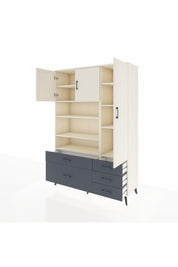 Hyperion Dolap 9 Raflı 5 Çekmeceli 3 Kapaklı 132x44x195 Aytaşı-Aytaşı/Antrasit