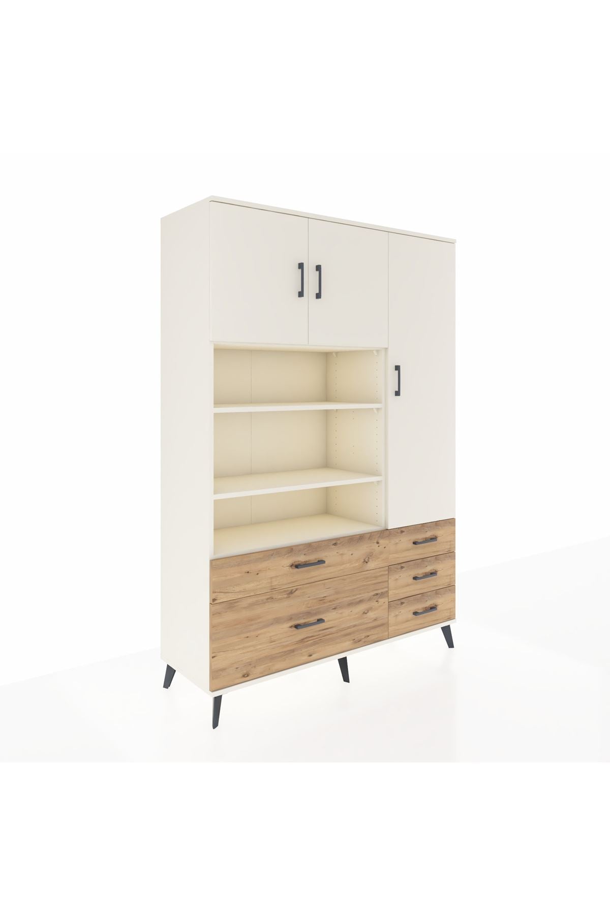 Hyperion Dolap 9 Raflı 5 Çekmeceli 3 Kapaklı 132x44x195 Aytaşı-Aytaşı/Çam