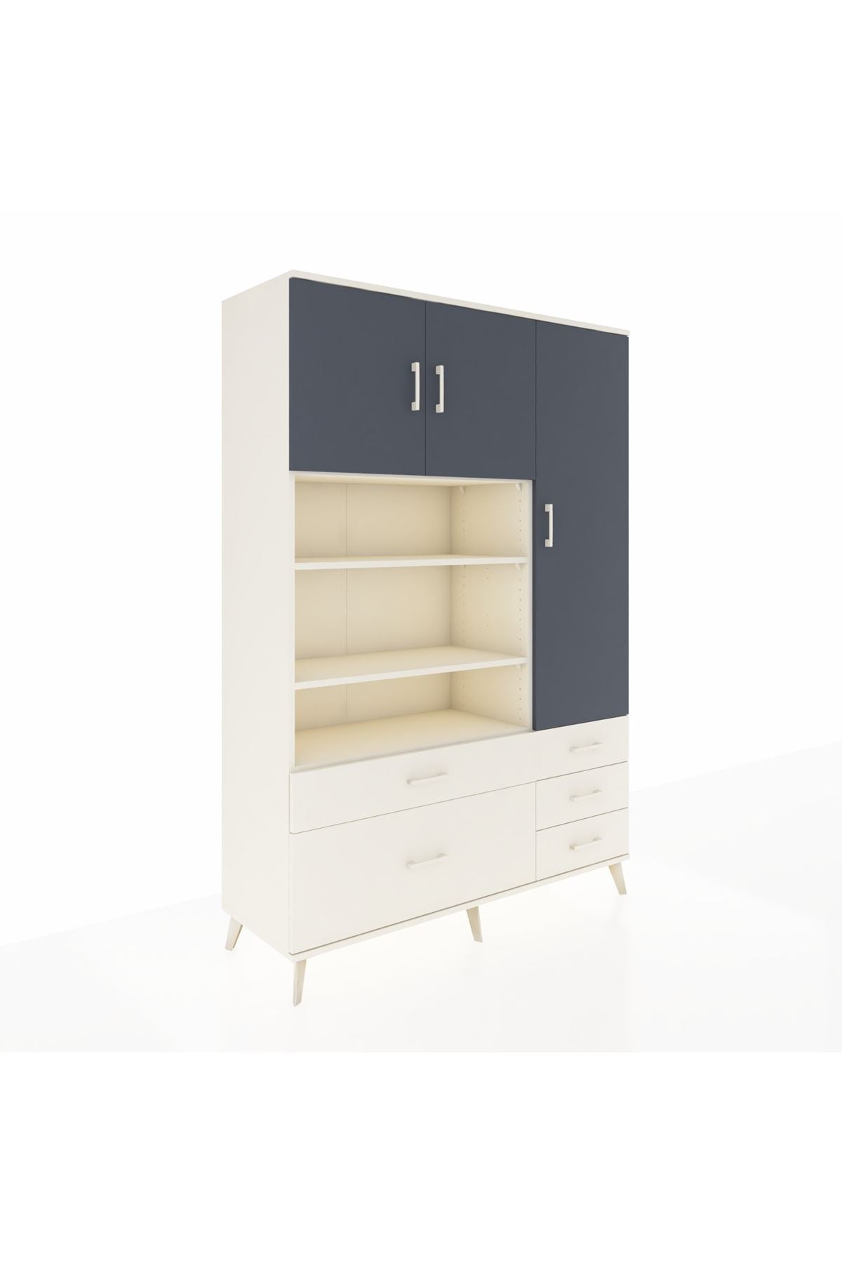 Hyperion Dolap 9 Raflı 5 Çekmeceli 3 Kapaklı 132x44x195 Aytaşı-Antrasit/Aytaşı