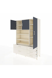 Hyperion Dolap 9 Raflı 5 Çekmeceli 3 Kapaklı 132x44x195 Aytaşı-Antrasit/Aytaşı