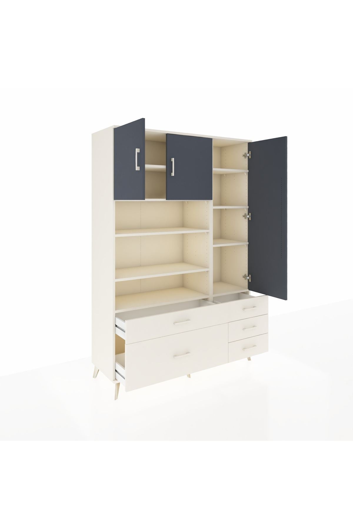 Hyperion Dolap 9 Raflı 5 Çekmeceli 3 Kapaklı 132x44x195 Aytaşı-Antrasit/Aytaşı