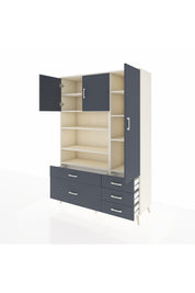 Hyperion Dolap 9 Raflı 5 Çekmeceli 3 Kapaklı 132x44x195 Aytaşı-Antrasit/Antrasit