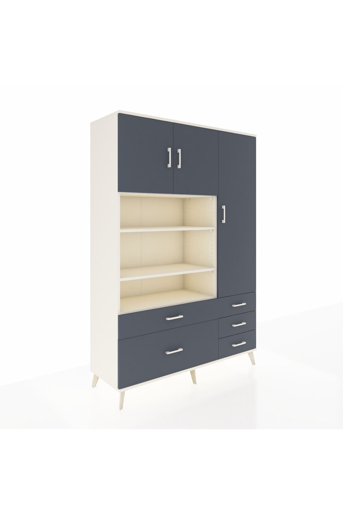 Hyperion Dolap 9 Raflı 5 Çekmeceli 3 Kapaklı 132x44x195 Aytaşı-Antrasit/Antrasit