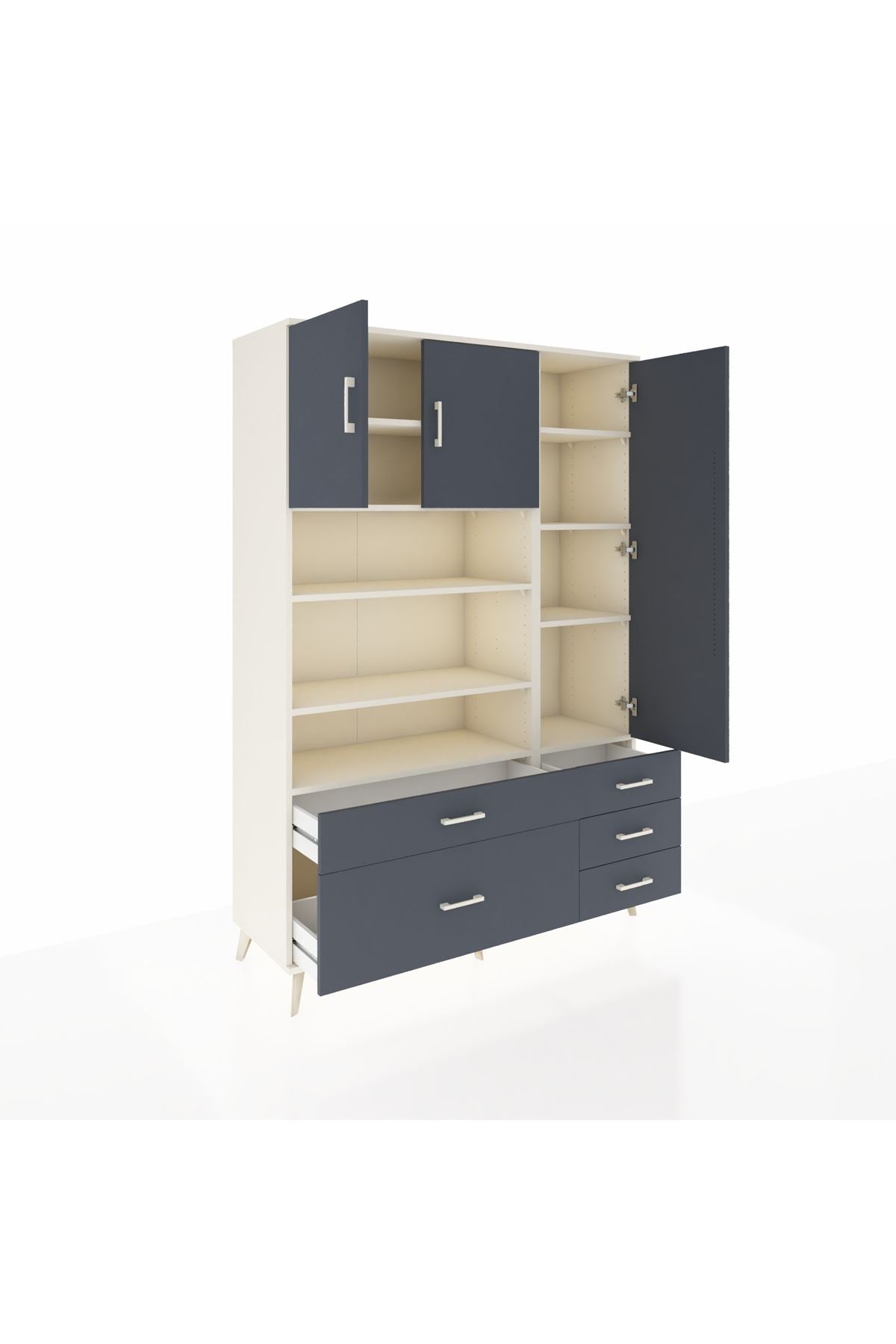 Hyperion Dolap 9 Raflı 5 Çekmeceli 3 Kapaklı 132x44x195 Aytaşı-Antrasit/Antrasit