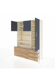 Hyperion Dolap 9 Raflı 5 Çekmeceli 3 Kapaklı 132x44x195 Aytaşı-Antrasit/Çam