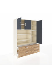 Hyperion Dolap 9 Raflı 5 Çekmeceli 3 Kapaklı 132x44x195 Aytaşı-Antrasit/Çam
