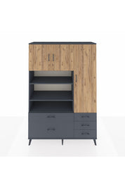 Hyperion Dolap 9 Raflı 5 Çekmeceli 3 Kapaklı 132x44x195 Antrasit-Çam/Antrasit