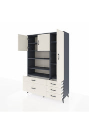 Hyperion Dolap 9 Raflı 5 Çekmeceli 3 Kapaklı 132x44x195 Antrasit-Aytaşı/Aytaşı