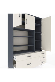Hyperion Dolap 9 Raflı 5 Çekmeceli 3 Kapaklı 132x44x195 Antrasit-Aytaşı/Aytaşı