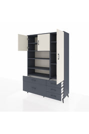 Hyperion Dolap 9 Raflı 5 Çekmeceli 3 Kapaklı 132x44x195 Antrasit-Aytaşı/Antrasit