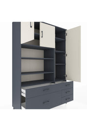 Hyperion Dolap 9 Raflı 5 Çekmeceli 3 Kapaklı 132x44x195 Antrasit-Aytaşı/Antrasit