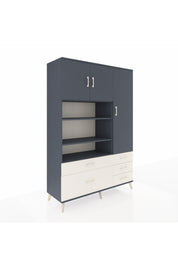 Hyperion Dolap 9 Raflı 5 Çekmeceli 3 Kapaklı 132x44x195 Antrasit-Antrasit/Aytaşı