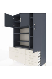 Hyperion Dolap 9 Raflı 5 Çekmeceli 3 Kapaklı 132x44x195 Antrasit-Antrasit/Aytaşı