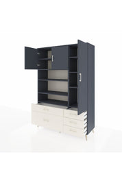 Hyperion Dolap 9 Raflı 5 Çekmeceli 3 Kapaklı 132x44x195 Antrasit-Antrasit/Aytaşı