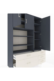 Hyperion Dolap 9 Raflı 5 Çekmeceli 3 Kapaklı 132x44x195 Antrasit-Antrasit/Aytaşı