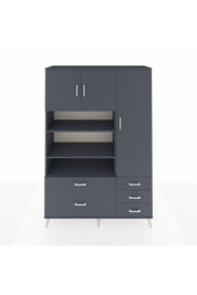 Hyperion Dolap 9 Raflı 5 Çekmeceli 3 Kapaklı 132x44x195 Antrasit-Antrasit/Antrasit