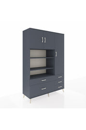 Hyperion Dolap 9 Raflı 5 Çekmeceli 3 Kapaklı 132x44x195 Antrasit-Antrasit/Antrasit