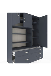 Hyperion Dolap 9 Raflı 5 Çekmeceli 3 Kapaklı 132x44x195 Antrasit-Antrasit/Antrasit