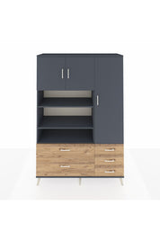 Hyperion Dolap 9 Raflı 5 Çekmeceli 3 Kapaklı 132x44x195 Antrasit-Antrasit/Çam