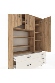 Hyperion Dolap 9 Raflı 5 Çekmeceli 3 Kapaklı 132x44x195 Çam-Çam/Aytaşı